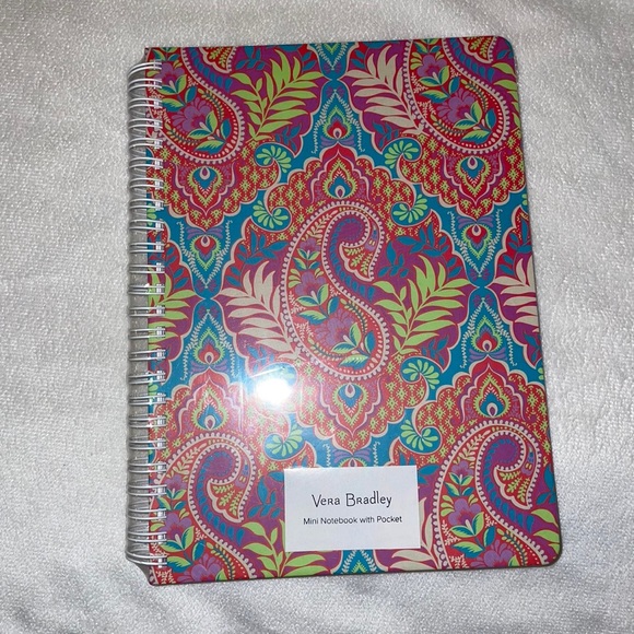 New! Vera Bradley Mini Notebook W/Pocket Paisley in Paradise💙🧡160 pages🍃 - Picture 3 of 14